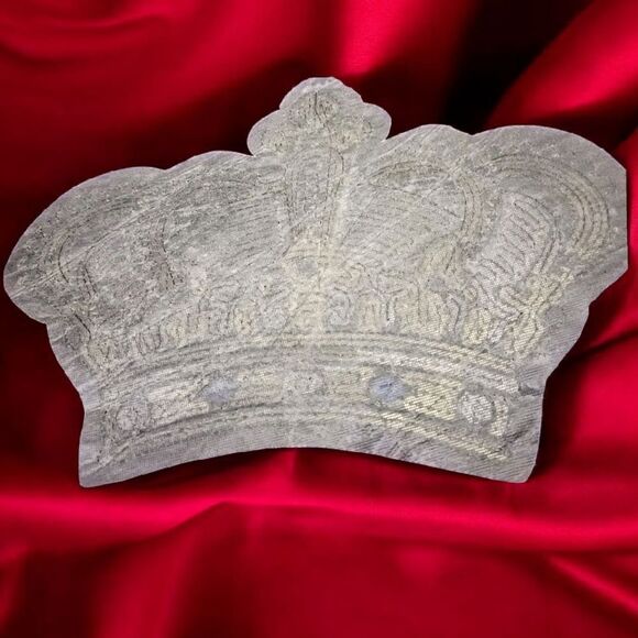 LARGE SILVER & GOLD Shiny SEQUIN CROWN EMBROIDERY PATCH - Royalty MOTIF Sequined - Picture 7 of 9